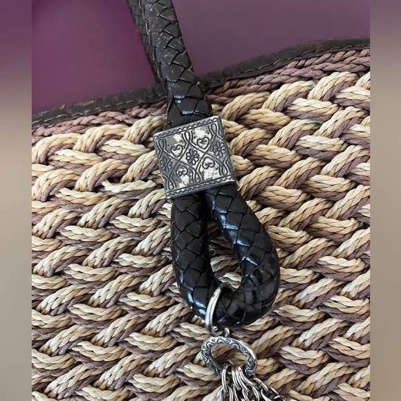 BRIGHTON Braided Straw Wicker Woven Brown Shopper Tote - Picture 5 of 16